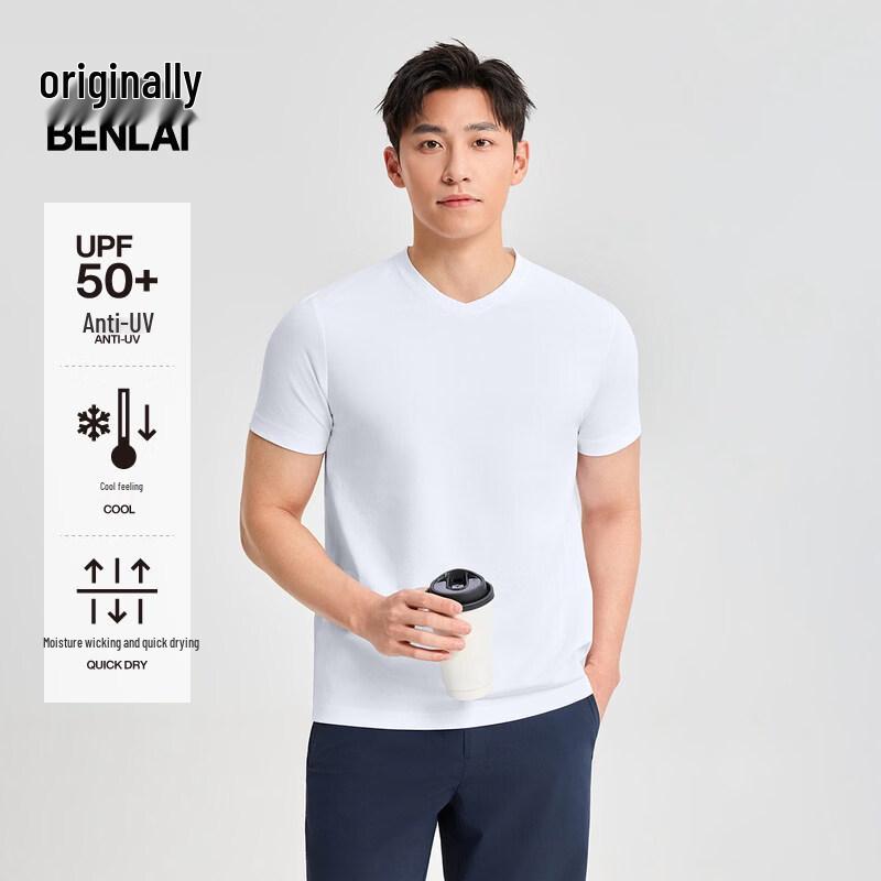 Benlai Men s Cooling Quick-Dry Anti-Bacterial UV Protection V-Neck T-Shirt M