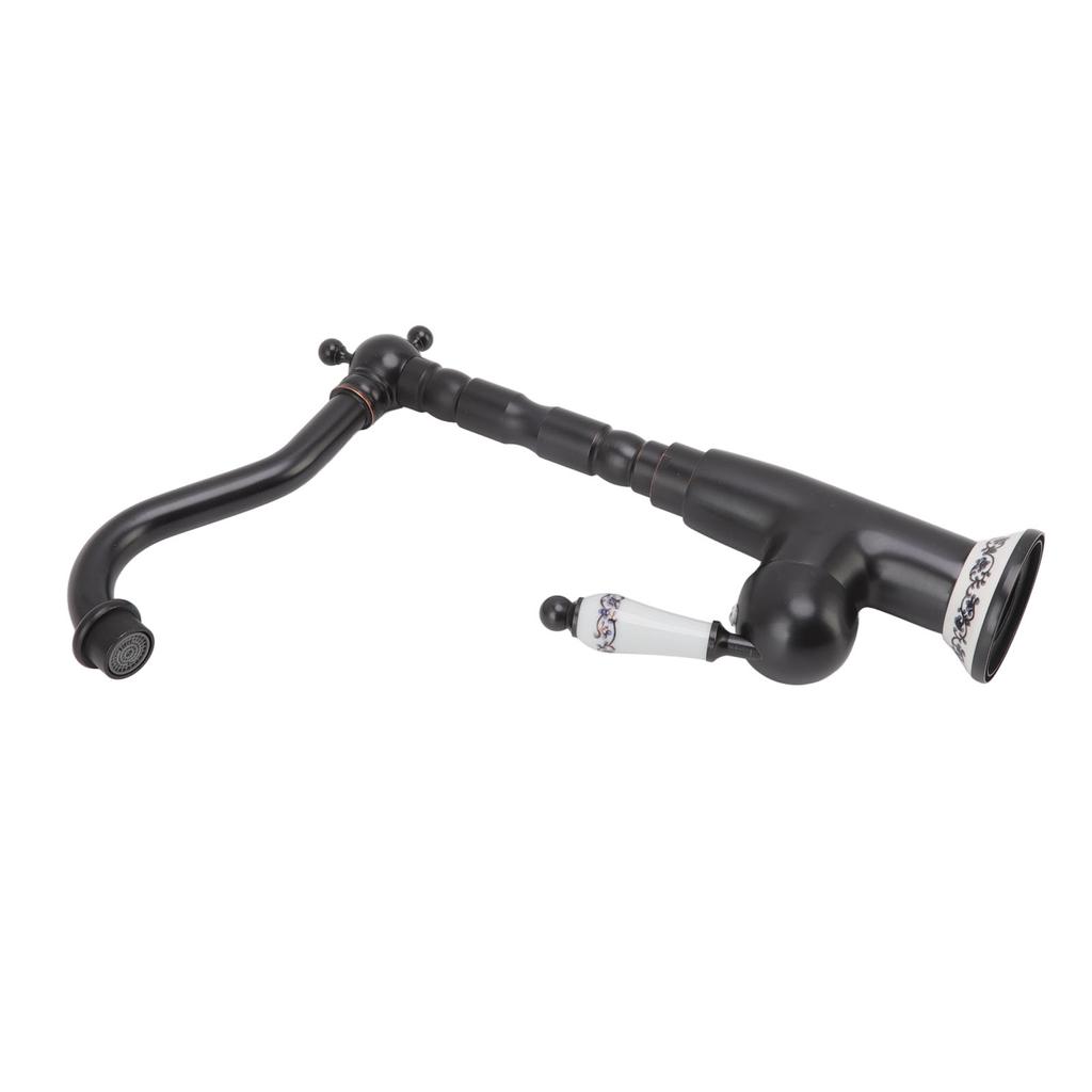 Starožitný kohoutek Porcelánový ventil v retro stylu Dlouhý výtok Robustní mosazný otočný starožitný směšovací kohout pro