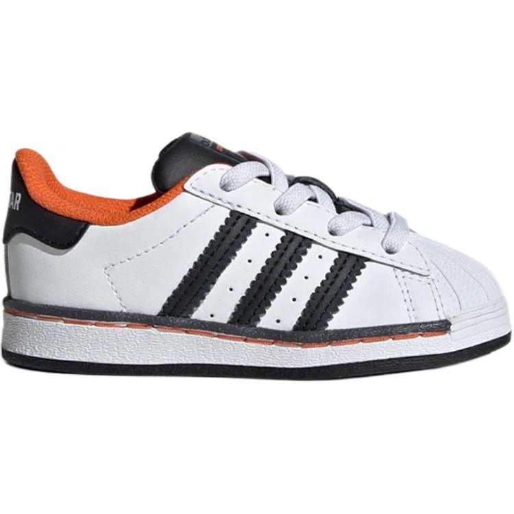 adidas Originals Superstar El Comfortable Versatile Shock Absorbing Low Top Walking Shoes Baby Shoes White Black FV3693