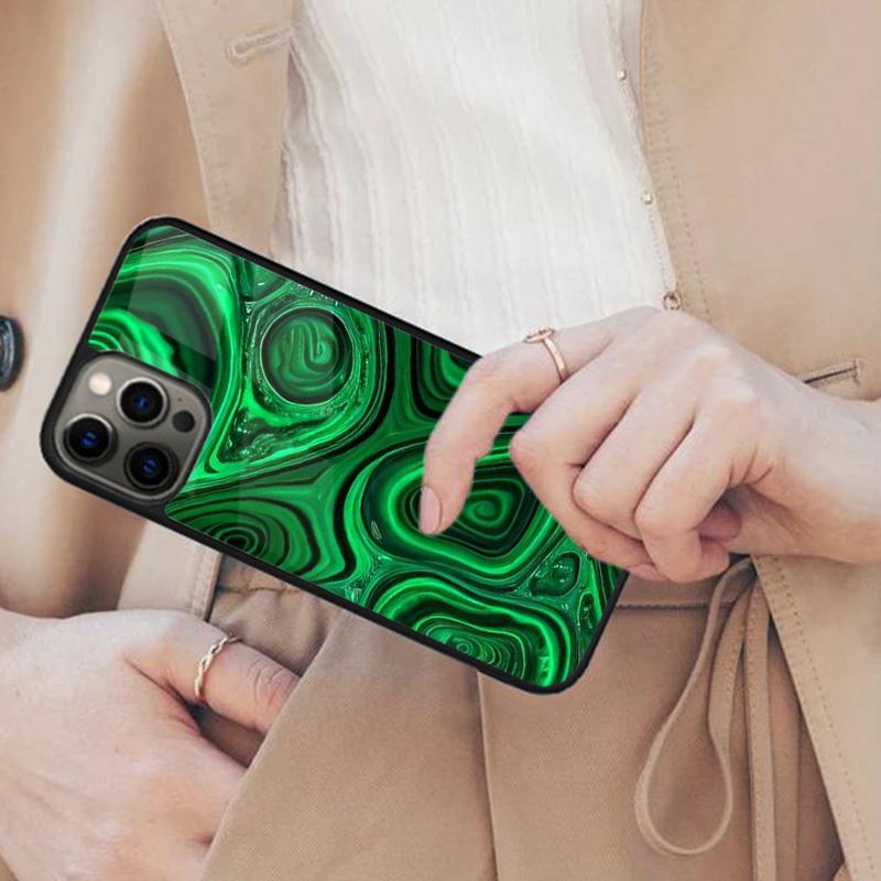 Gold Indigo Faux Malachite Magnetic Phone Case For APPLE iPhone 17 Air 16 14 13 12 Pro Max 15 Plus Wireless Charge MagSafe Cover