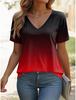 Women's T Shirt Ombre Graphic Stylish Casual Short Sleeve V Neck Regular Tops Daily Print Summer Gradient Women Fashion Tees