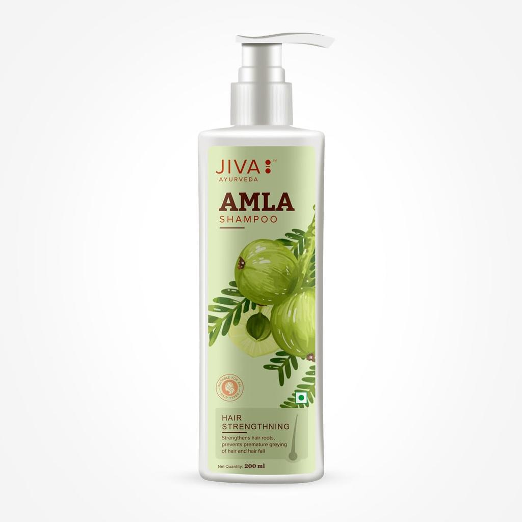 Jiva Amla Shampoo 200 ml x Packung mit 2 für eine frische Kopfhaut und starkes Haar mit sanfter Reinigung und täglicher Haarpflege-Unterstützung