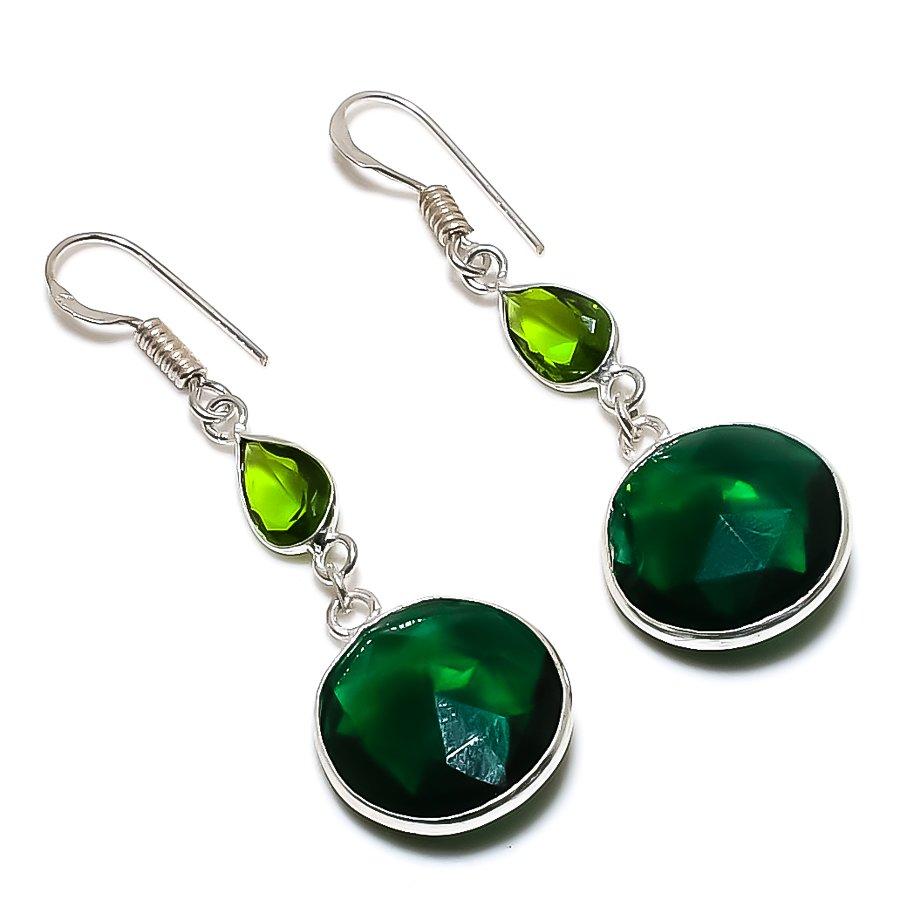 

Серьги ручной работы из стерлингового серебра 925 пробы с натуральным хромдиопсидом 2,05 дюйма c6R88