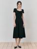 Etmont Heart Neck Ribbon Dress, Black