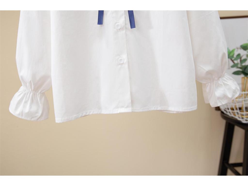 Spring & Autumn Girls' Cotton Doll Collar Long Sleeve Shirt - Casual Trendy Top for Kids