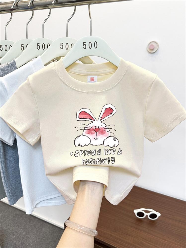 Kids Cotton Cartoon T Shirt Summer Short Sleeve Top For Boys And Girls Breathable Comfortable Tee