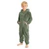 Kinder Mode Einfarbiges Fleece Kapuzen-Onesie Haus Schlafanzug Body