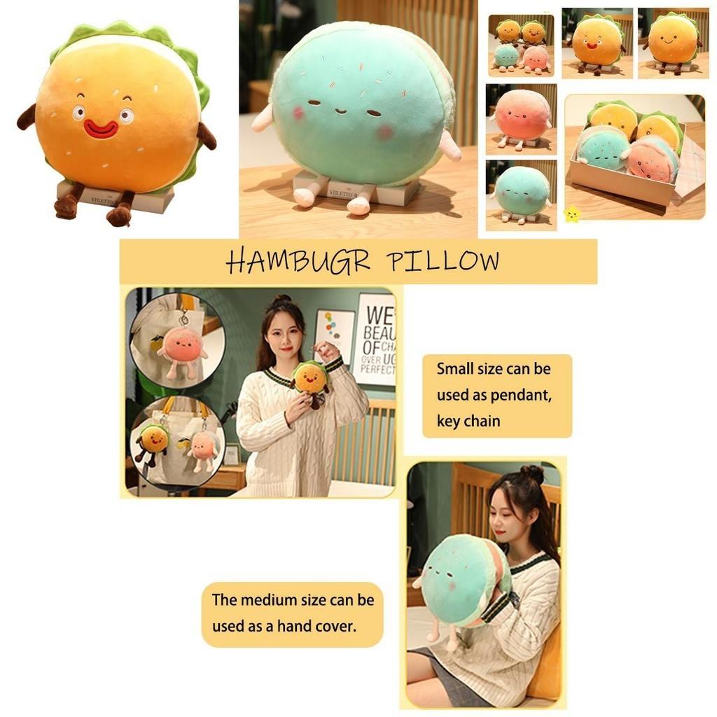 Peluche Hamburger Con Imbottitura Morbida in Cotone PP per Regalo ai Bambini e Scaldamani Accogliente