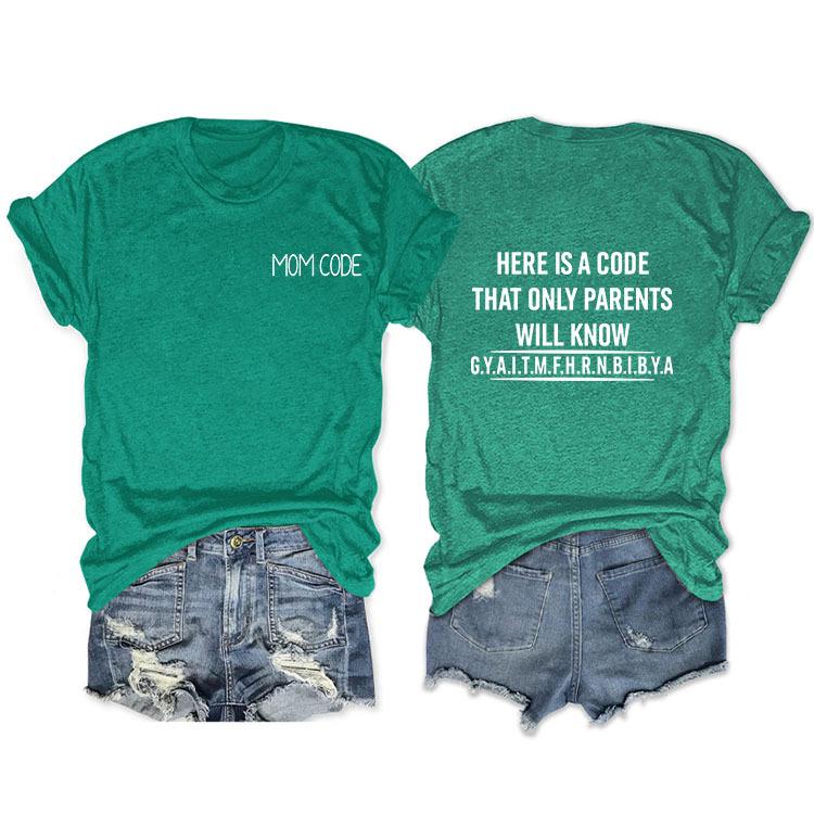 Fashion before and after here is a code letter print women's casual short sleeves
