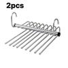 Stainless Steel Folding Pants Hanger – Multi-Layer Magic Clips & Retractable Space-Saving Organizer