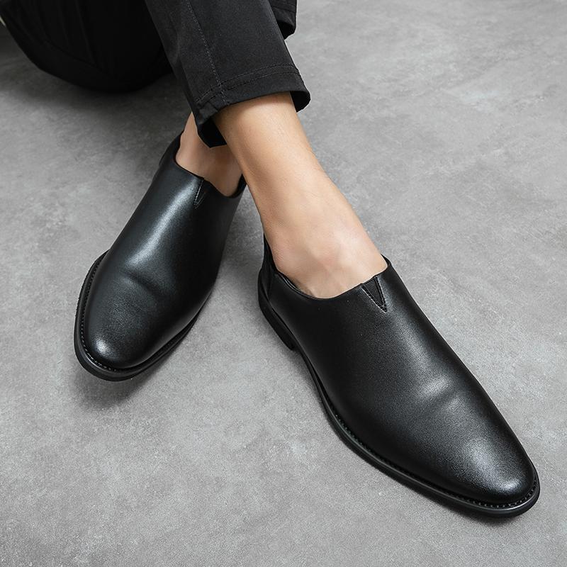 Męskie mokasyny wsuwane Okrągły nosek Niski obcas Brytyjski Biznesowy Casual Moda Oddychające Młody Fryzjer Pedały Buty groszkowe dla mężczyzn