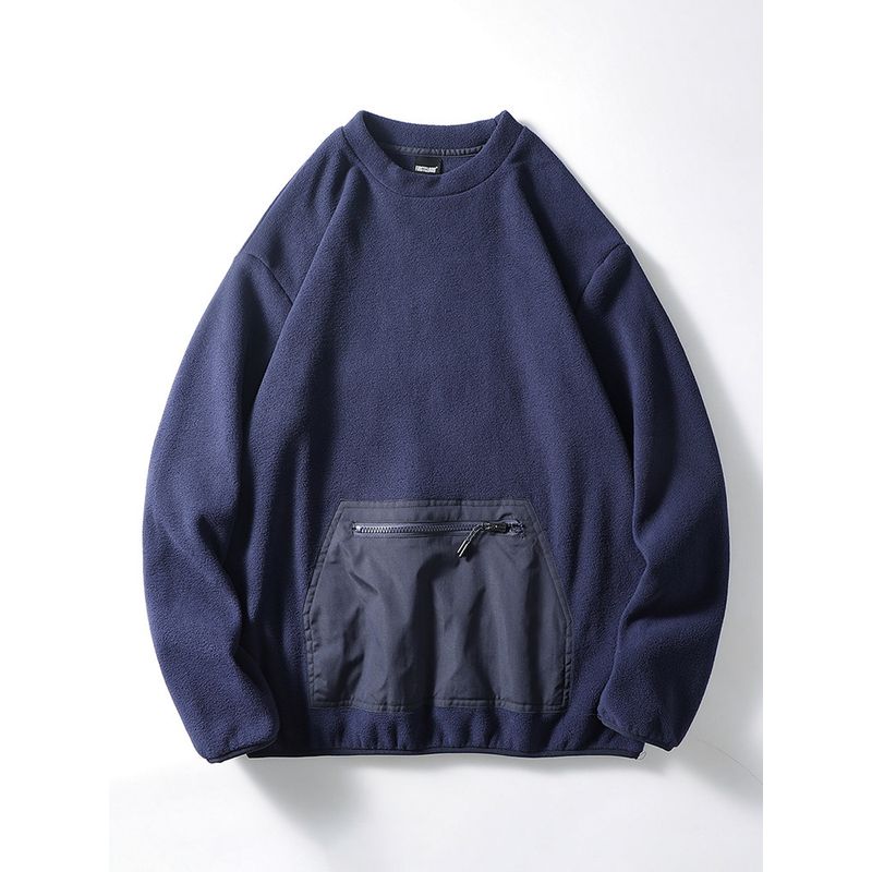 Japanese-Style Retro Mountain Double-Sided Fleece Sweater Men's Autumn and Winter Fleece-lined Trendy Bottoming Shirt Export Men's Clothing Outwear