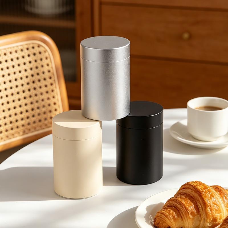 Tragbarer, versiegelter Kaffeebohnen-Aufbewahrungsbehälter, Mini-Teedose aus Aluminiumlegierung, Aufbewahrungsbox für Reisen und Outdoor