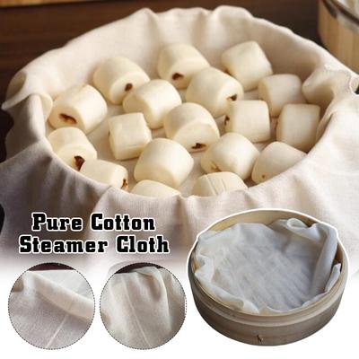 2 Pcs  Pure Cotton Steamer Cloth Household Drawer Cloth Steamed Rice Gauze Steamed Bun Mat Round Steamer Mat