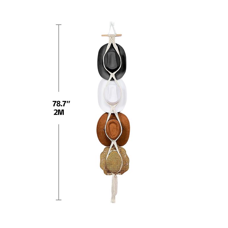 Nordic Style Boho Cotton Rope Hanging Caps Holder Organizer Display Hat Scarf Organizer Rack Macrame Tapestry Hat Hanger