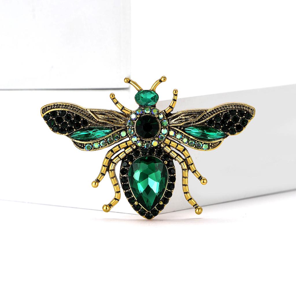 Stylish Luxury Glass Bee Brooches for Women Unisex Rhinestone Insect Pins Event Party Backpack Decoration Clothes Accessories