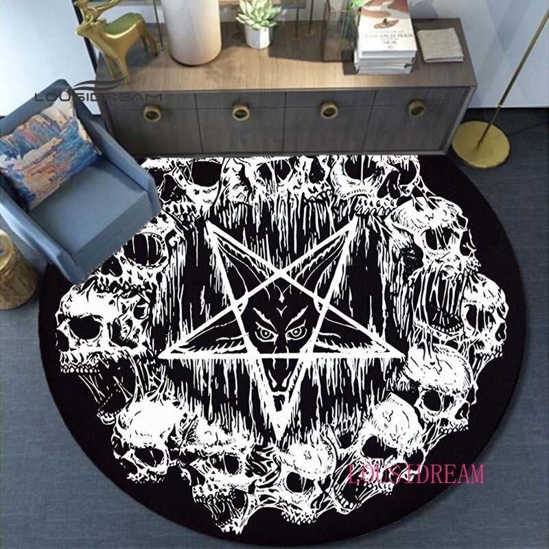 Vyrobeno v PRC Satanic Koberec Domácí Dekorativní Kulatý Koberec Měkký Módní Koberec Ložnice Protiskluzová podložka Podložka na židli Koberec Evil