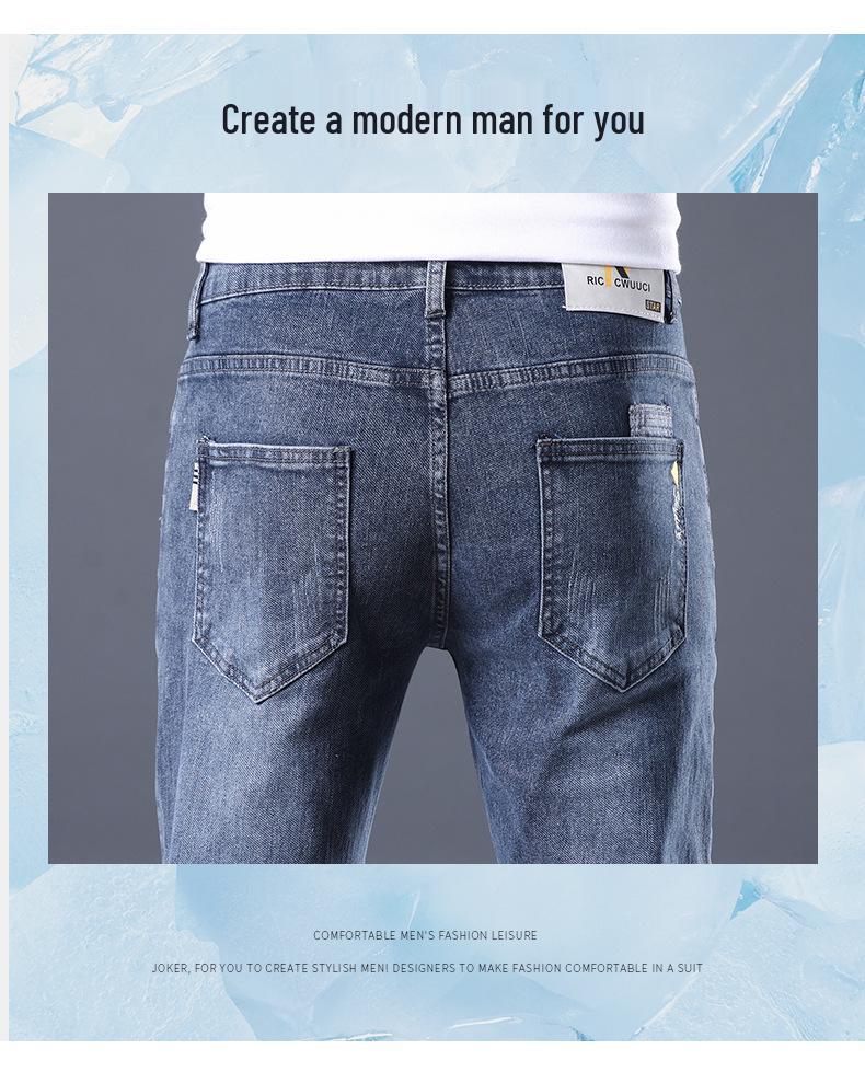 Herren Romon Slim Fit Leichte Jeans - Herbsttrend, Elastische Gerade Hose