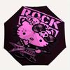 Hello Kitty,Rock Star Automatic Folding Umbrella-Simple 8-Rib Design, Bright Cartoon Pattern, Durable Iron Frame, Suitable For Travel, Outdo