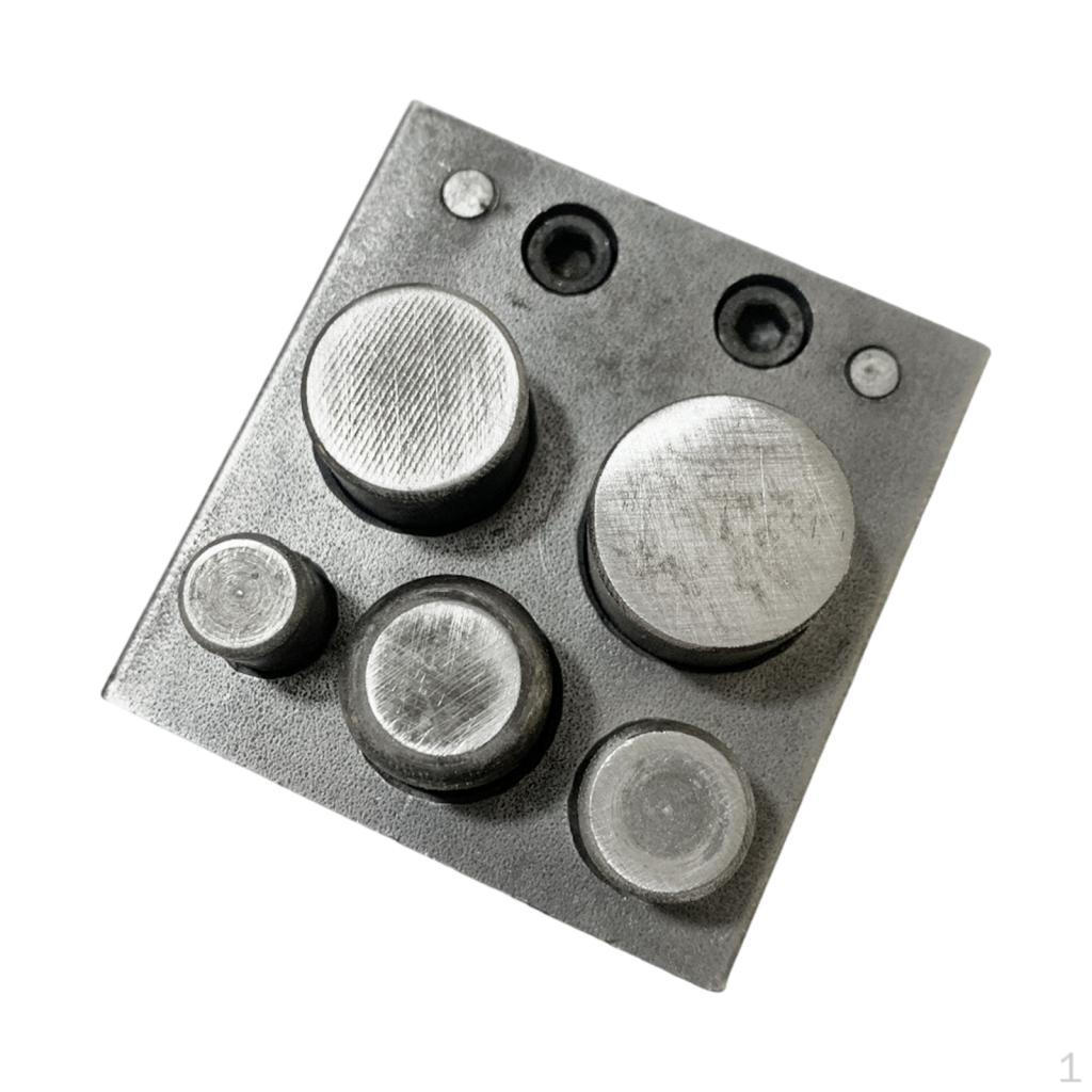 5 / 7 Holes Assorted Size Disc Cutter Set With Round Metal Punches & Block For Jewelry Making