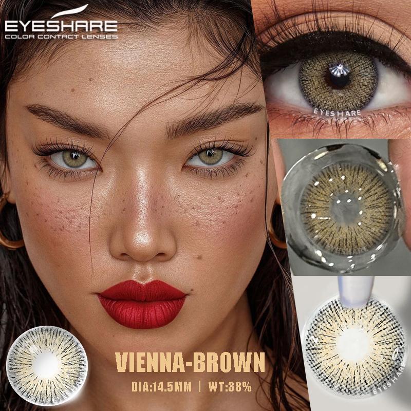 14.5mm Natural Brown Color Contact Lenses 1 Pair Soft Comfort Yearly Use Blue Eye Lenses Gray Pupils Lens Green Contact