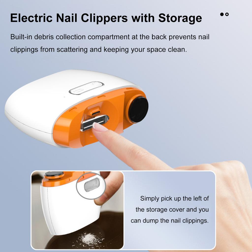 Electric Nail Clippers, 2-in-1 Nail Trimming and Polishing Tool, Automatic Nail Trimmer, Fingernail
