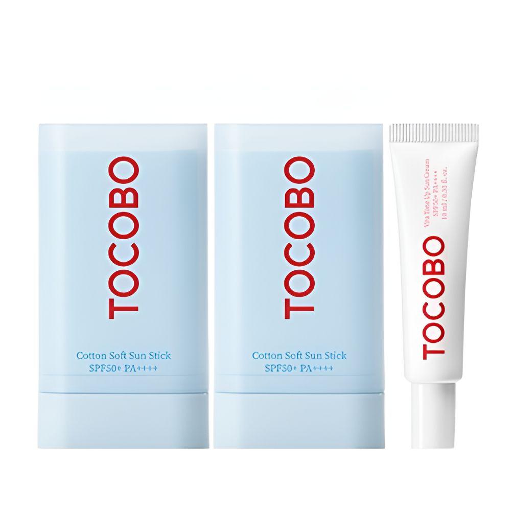 TOCOBO Cotton Soft Sun Stick SPF50+ PA++++ 19g x2 + Vita Tone-Up Sunscreen 10ml Set