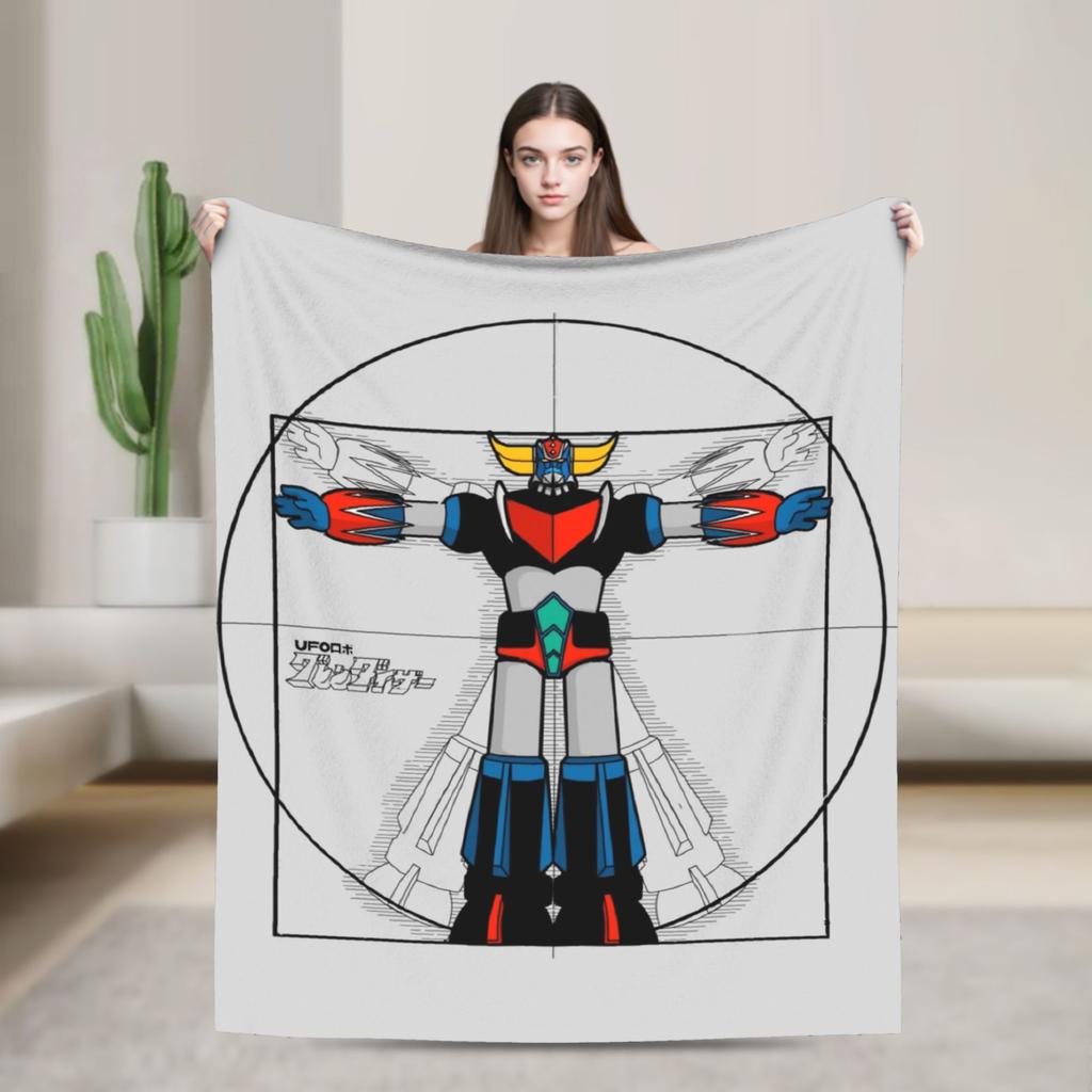 Mazinger Z Manga Knitted Blankets Coral Fleece Plush UFO Robot Grendizer Warm Throw Blanket for Bedding Couch Bedspread