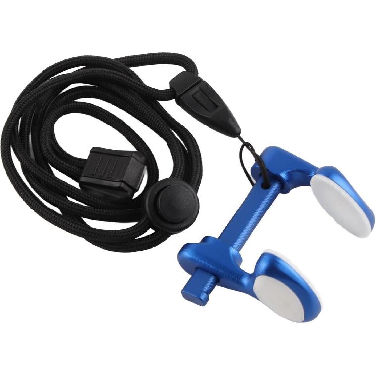 Diving Nose Clip, Aluminum Alloy Adjustable Antislip Swimming Nose Plug Nose Protector with Anti Drop Lanyard (Blue)