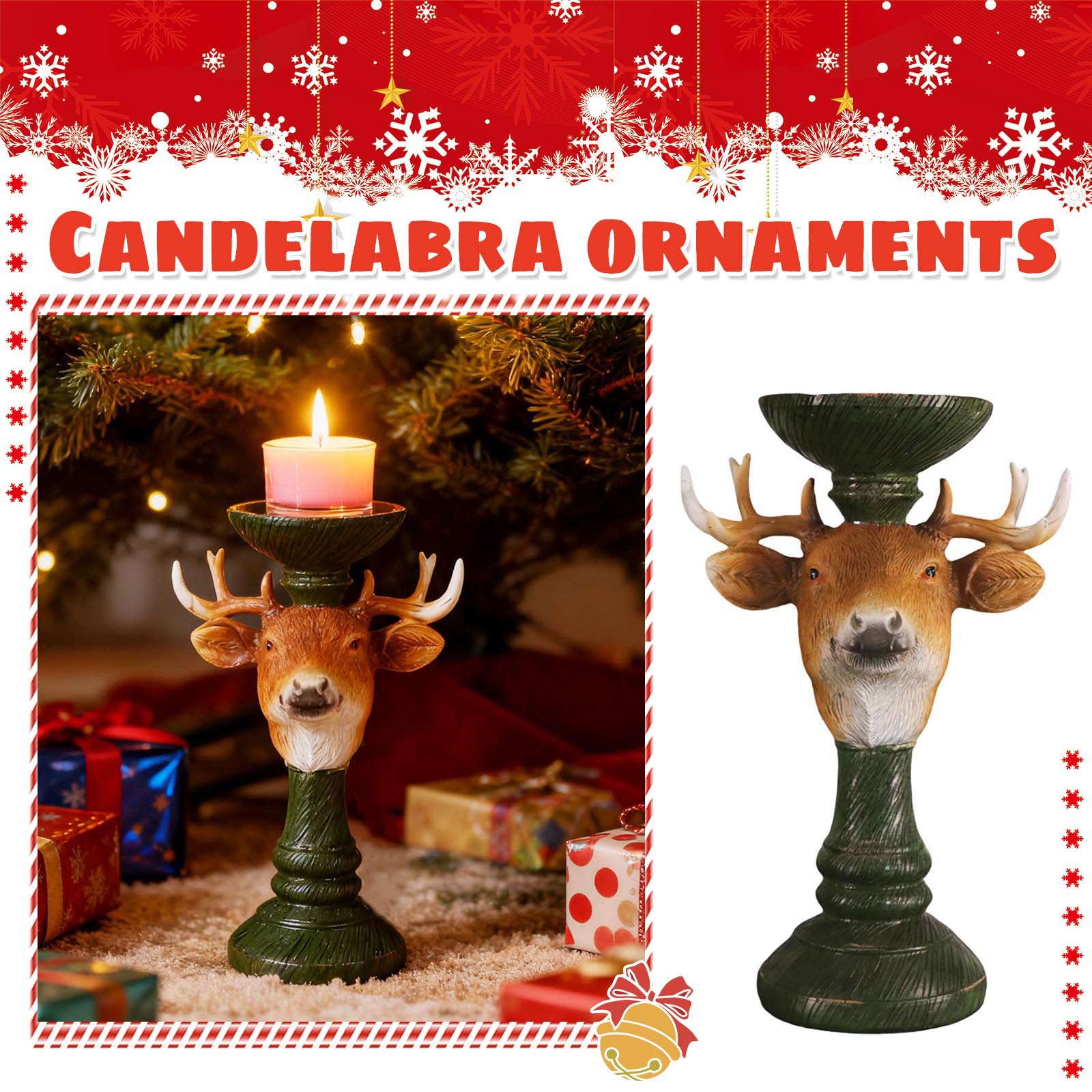 

Christmas Decoration Resin Christmas Deer Candle Holder Ornaments Home Desktop Candle Holder One Size