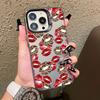 Red Rose Leopard Print Red Lips Laser Phone Case for iPhone 11 12 13 Pro Max Mini 17 14 15 16 Pro Max Plus Air Shockproof Covers