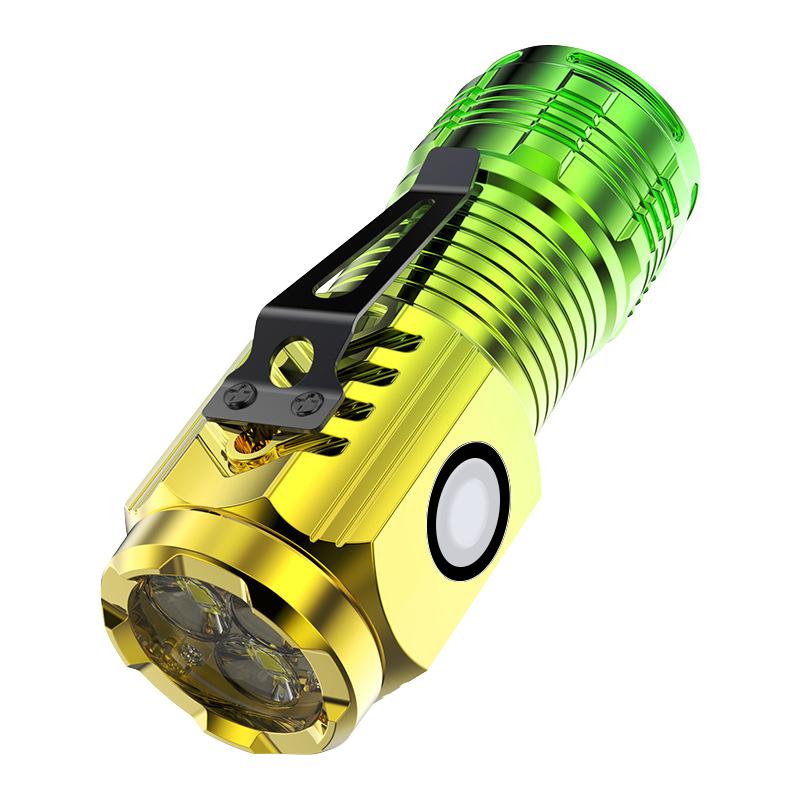 Mini 3 LED Flashlight Portable Rechargeable 18350 Battery, Magnet Powerful Portable EDC Torch for Camping Hiking Emergencies