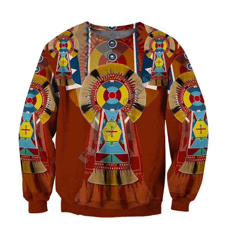 Men's Round Neck Sweatshirt with Style 3D Digital Tattoo Printed Long-sleeved Top