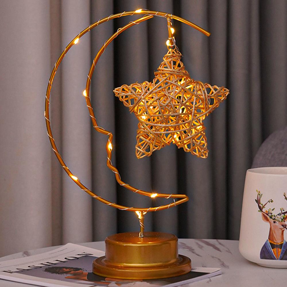 LED Moon Shape Lamp Romantic Iron Desk Lamp Ambient Lighting Night Light