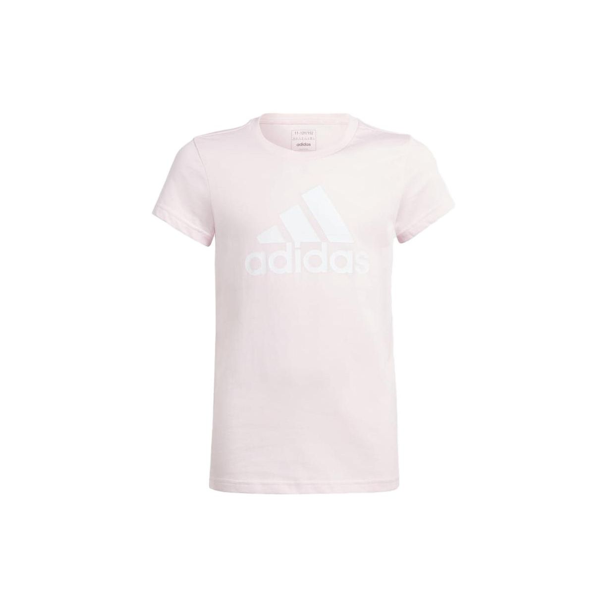 

Adidas Letter Logo Printed Round Neck Pullover Cotton Short Sleeve T-Shirt Kids Tops Pink White IC6123 S
