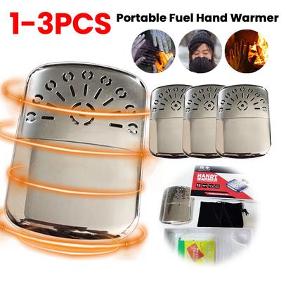 1-3PCS Zinc Alloy Portable Fuel Hand Warmer Reusable Pocket Hand Warmer Winter Heater for Outdoor Sports Camping Hiking