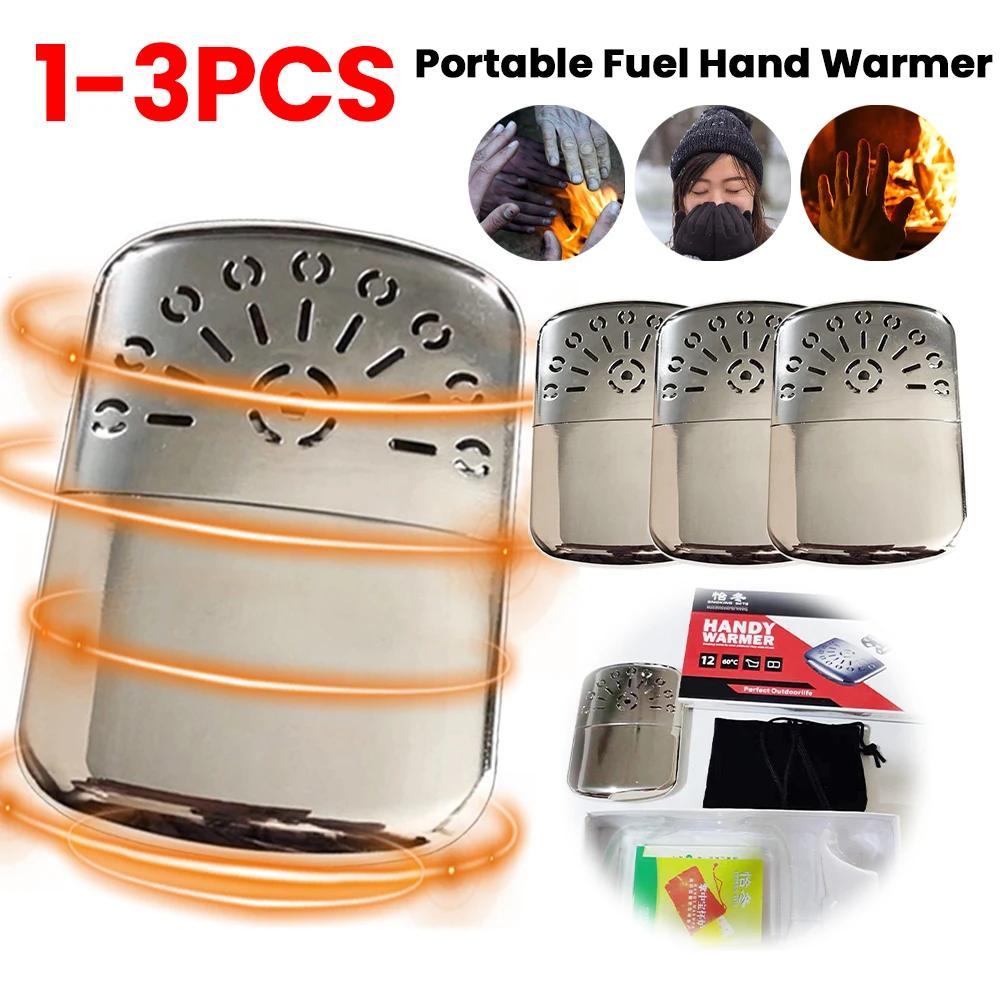 1-3PCS Zinc Alloy Portable Fuel Hand Warmer Reusable Pocket Hand Warmer Winter Heater for Outdoor Sports Camping Hiking