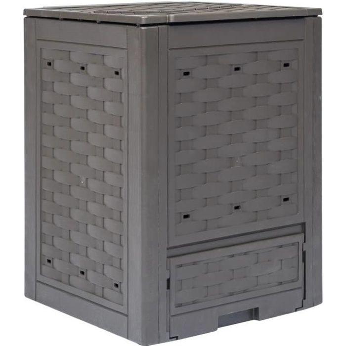 VidaXL Composteur de jardin Marron 60x60x83 cm 300 L Plastique rotin