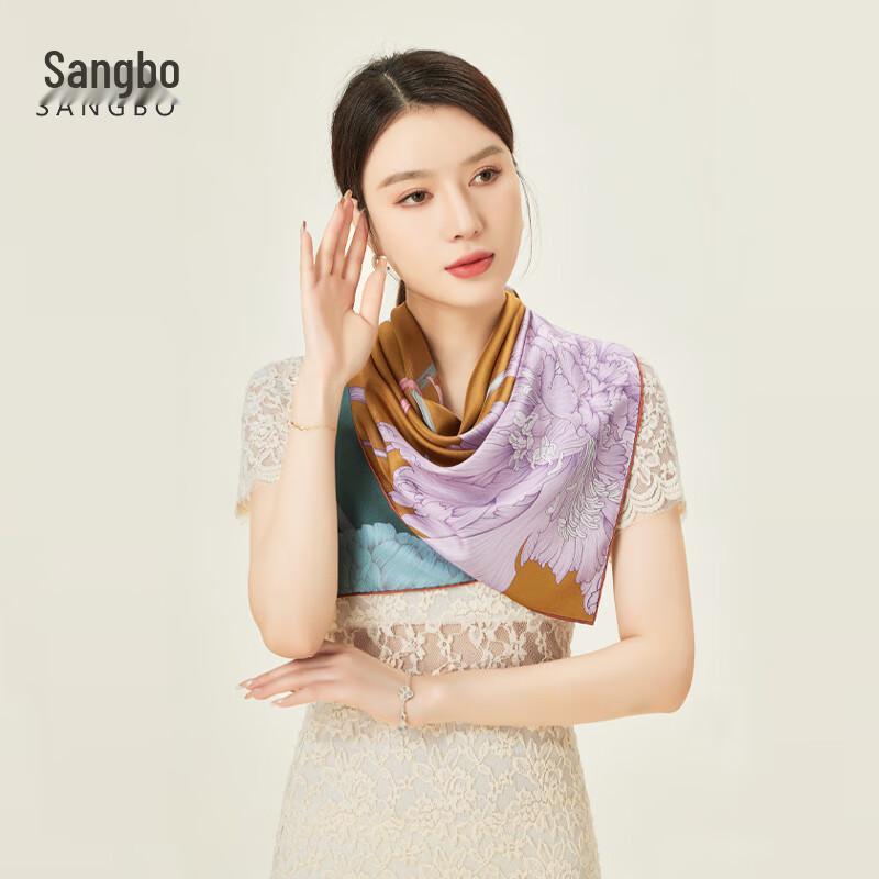 Floral City Mulberry Silk Square Scarf