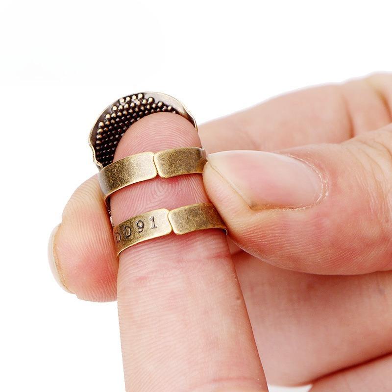 Adjustable Vintage Sewing Thimble, Handmade Non-slip Embroidery against Ring, Vintage Needle Presser Needle Hoop Finger Holder