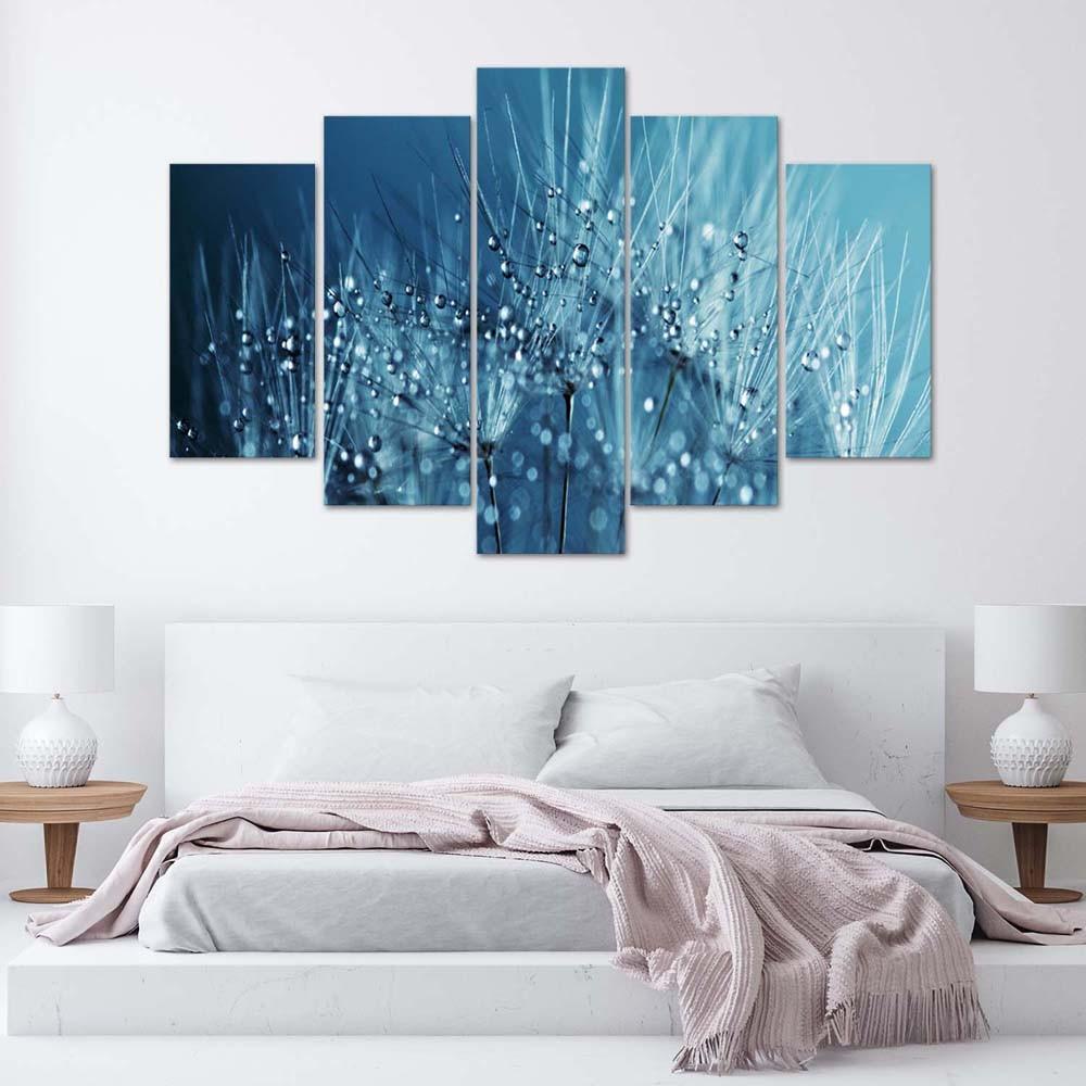 Five Piece Picture Canvas Print Blue Blowers