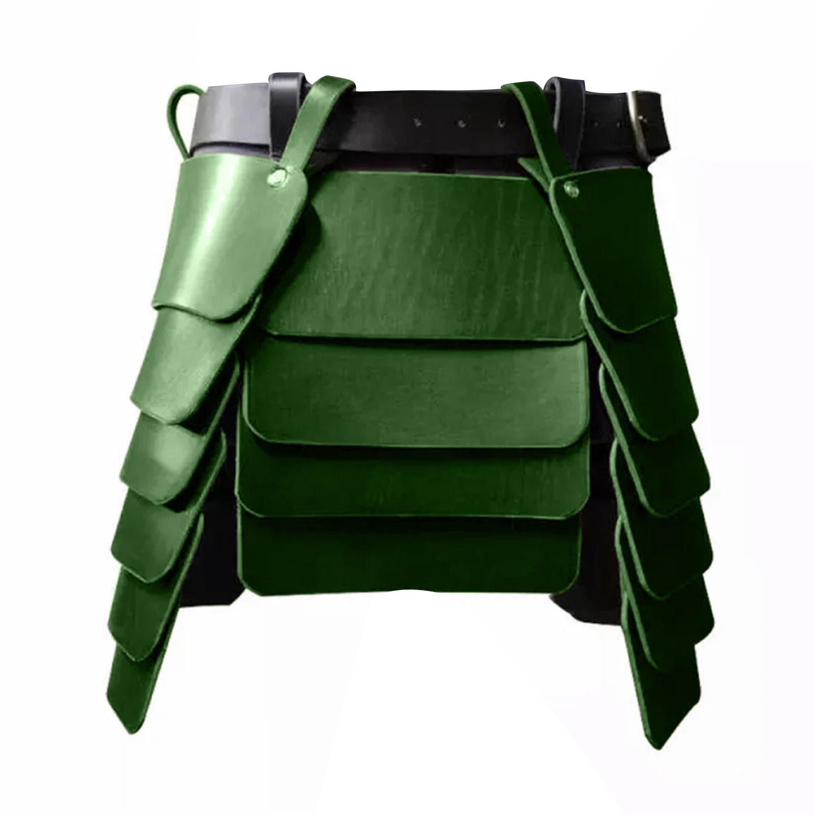 

Adjustable Pin Buckle Adult Waist Belt with Layered Leg Armor Personality Adjustable Waist Belt for Adult зелений