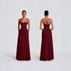 Europäisches und amerikanisches neues Hosenträger-Abendkleid Temperament elegant einfarbig ärmellos Taillengürtel Kleid