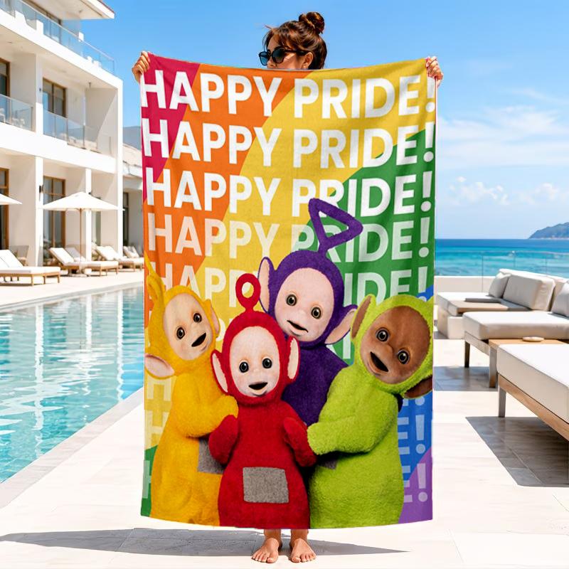 Teletu-bbies Celebrate Pride Beach Towel, Microfiber Beach Towel, Perfect For Pool, Beach, Travel, Home Decor Beach Party Fan Gifts