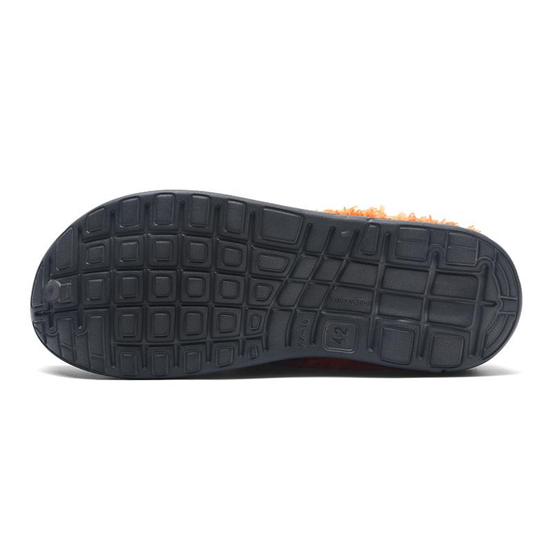 Plus Size 45 Fleece-Lined Thick-Soled Slippers for Couples - Slip-On Clog Shoes with Heel Cover for Men.