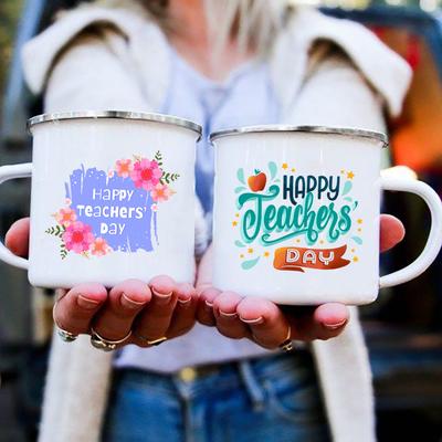 Fröhlichen Lehrertag Emaille Tasse Camping Lagerfeuer Beste Originaltasse Ungewöhnliche Teetasse Kaffeetassen Personalisierte Geschenke Kundenspezifische Tassen Bar