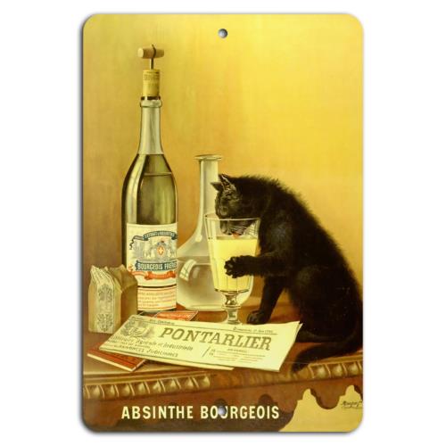

Absinthe Bourgeois Vintage Elegance with Curious CatAluminumtin sign 20x30cm（7.8x11.8inch）