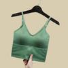 Women Seamless Cami Tank Top With Built In Bra Solid Color U Back Padded Camisole For Summer
