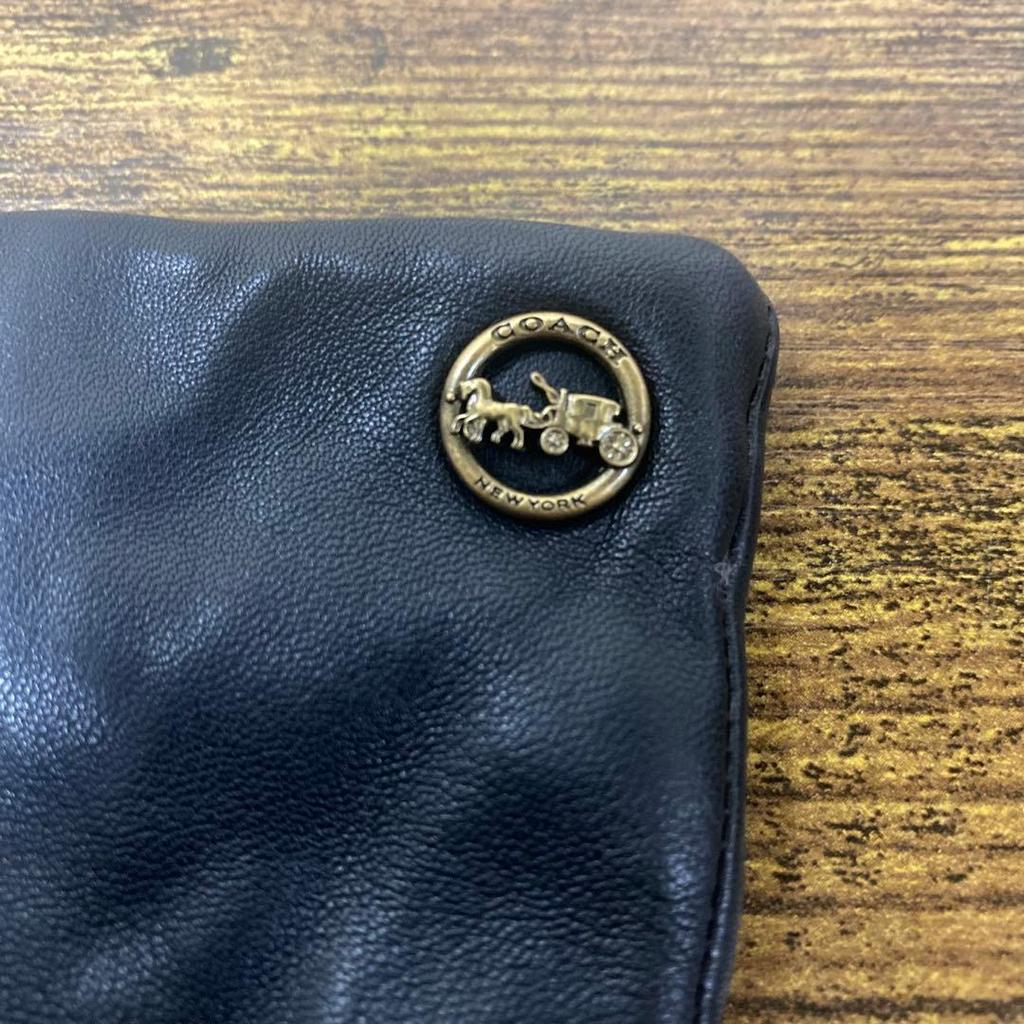 Used Good Condition COACH Sheep Leather Gloves Wool Smartphone Compatible