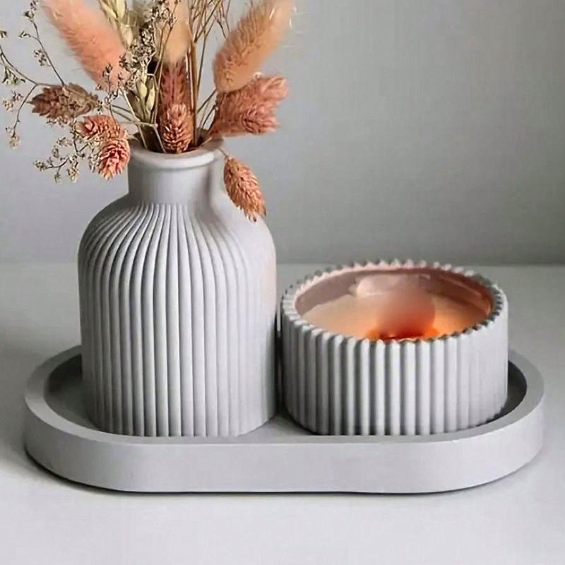 Ribbed Tray and Container Casting Form Set for DIY Projects, Ribbed Vessel Forms for Table Display and Handmade Gifting Themes Daily